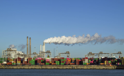 Container terminal and coal fired power plant at Rotterdam harbour